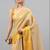 Gold polyester solid saree with blouse
