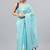 Blue linen printed saree with blouse