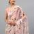 Pink organza printed saree with blouse