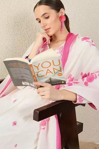 Women Floral Embroidered Regular Thread Work Kurta with Trousers & With Dupatta