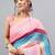 Pink linen printed saree with blouse