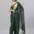 Green linen printed saree with blouse