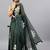 Green linen printed saree with blouse