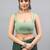 Green linen printed saree with blouse
