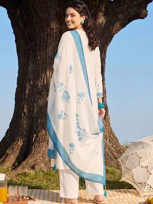 Women Ethnic Motifs Embroidered Regular Thread Work Kurta with Palazzos & With Dupatta 4