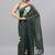 Green linen printed saree with blouse