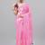 Pink linen printed saree with blouse