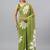 Olive pure georgette printed saree with blouse