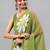 Olive pure georgette printed saree with blouse
