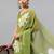 Olive pure georgette printed saree with blouse
