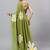 Olive pure georgette printed saree with blouse