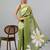 Olive pure georgette printed saree with blouse
