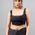 Black linen printed saree with blouse