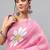 Pink linen printed saree with blouse