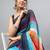 Blue linen printed saree with blouse