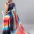 Blue linen printed saree with blouse