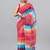 Red linen printed saree with blouse