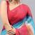 Red linen printed saree with blouse