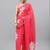 Pink linen printed saree with blouse
