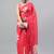 Pink linen printed saree with blouse