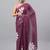 Purple linen printed saree with blouse