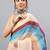 Beige linen printed saree with blouse
