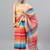 Beige linen printed saree with blouse