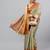 Olive tissue dyed saree with blouse