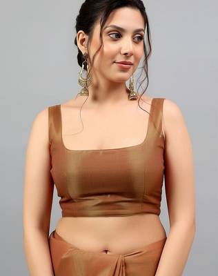Olive tissue dyed saree with blouse 4