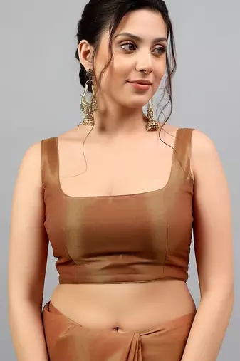 Olive tissue dyed saree with blouse