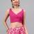 Pink pure georgette printed saree with blouse