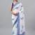White pure georgette printed saree with blouse