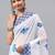 White pure georgette printed saree with blouse