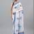 White pure georgette printed saree with blouse