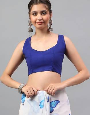 White pure georgette printed saree with blouse 5
