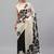 Off white pure georgette printed saree with blouse