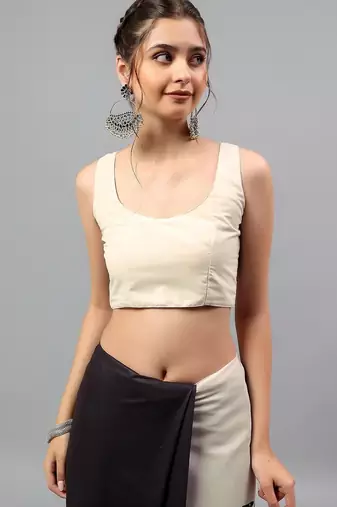 Off white pure georgette printed saree with blouse
