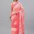 Pink pure georgette dyed saree with blouse