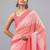 Pink pure georgette dyed saree with blouse
