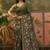 Olive linen printed saree with blouse