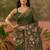 Olive linen printed saree with blouse