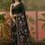 Navy blue linen printed saree with blouse