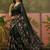 Navy blue linen printed saree with blouse
