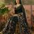 Navy blue linen printed saree with blouse
