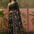 Navy blue linen printed saree with blouse
