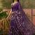 Purple linen printed saree with blouse