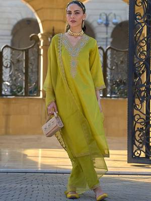 Women Ethnic Motifs Embroidered Regular Thread Work Kurta with Trousers & With Dupatta 1