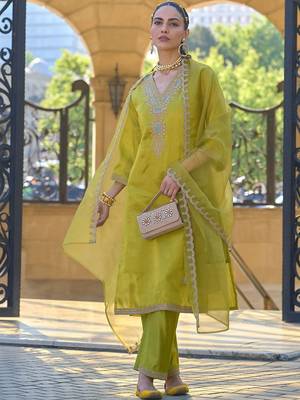 Women Ethnic Motifs Embroidered Regular Thread Work Kurta with Trousers & With Dupatta 4