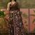Brown linen printed saree with blouse