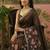 Brown linen printed saree with blouse